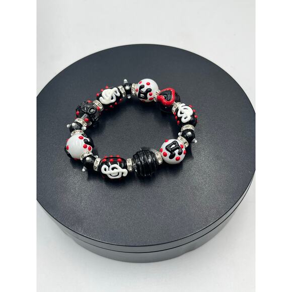 *Katie and May Red And Black Glass Musical Beads Stretch Bracelet - Picture 2 of 4